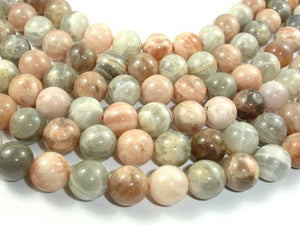 Peach / Gray Mix Moonstone, 12mm Round Beads,-Gems: Round & Faceted-BeadXpert