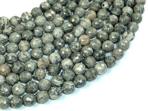 Gray Picture Jasper Beads, 8mm Faceted Round Beads-Gems: Round & Faceted-BeadXpert