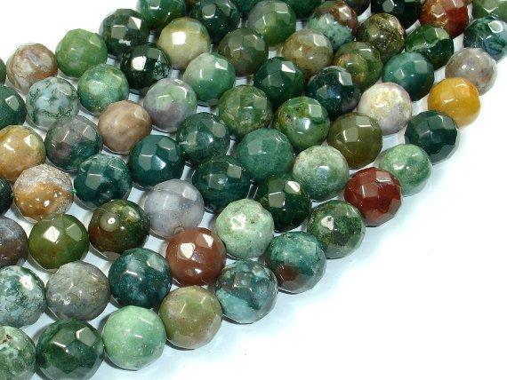 Indian Agate, 12mm Faceted Round-Gems: Round & Faceted-BeadXpert