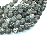 Black Fossil Jasper Beads, 14mm Round Beads, 15.5 Inch-Gems: Round & Faceted-BeadXpert