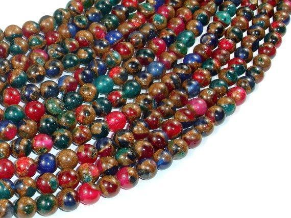 Mosaic Stone Beads, Multicolor, 6mm Round Beads-Gems: Round & Faceted-BeadXpert