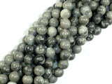 Black Fossil Jasper Beads, 8mm(8.3mm) Round Beads-Gems: Round & Faceted-BeadXpert