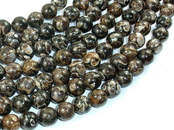 Turritella Agate, Elimia, 10mm Round Beads, 16 Inch-Gems: Round & Faceted-BeadXpert