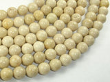 White Fossil Jasper Beads, 10mm (10.5mm) Round Beads-Gems: Round & Faceted-BeadXpert