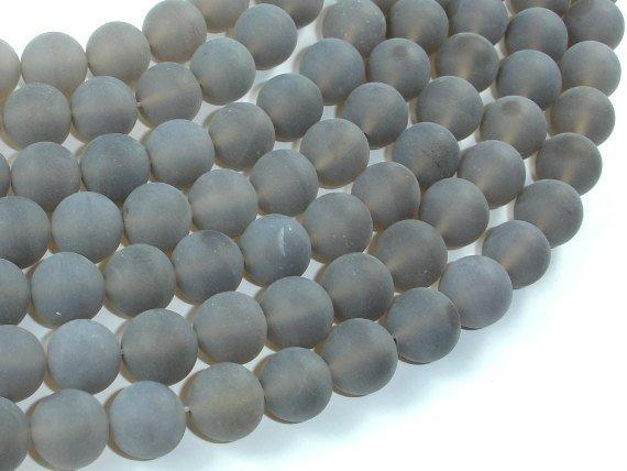 Matte Gray Agate Beads, 10mm Round Beads-Gems: Round & Faceted-BeadXpert
