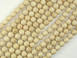 White Fossil Jasper Beads, 6mm (6.5mm) Round Beads-Gems: Round & Faceted-BeadXpert