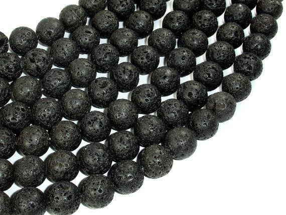 Black Lava Beads, 12mm Round Beads-Gems: Round & Faceted-BeadXpert