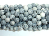 Matte Black Line/ Spider Web Jasper, Silk Stone, 8mm Round beads-Gems: Round & Faceted-BeadXpert