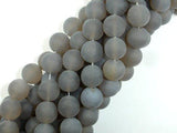 Matte Gray Agate Beads, 10mm Round Beads-Gems: Round & Faceted-BeadXpert
