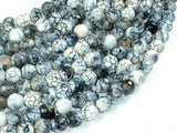 Dragon Vein Agate Beads, Gray & White, 8mm Faceted Round Beads-Agate: Round & Faceted-BeadXpert