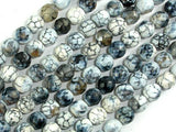 Dragon Vein Agate Beads, Gray & White, 8mm Faceted Round Beads-Agate: Round & Faceted-BeadXpert
