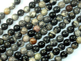 Black Silver Leaf Jasper, 6mm (6.5mm) Round Beads-Gems: Round & Faceted-BeadXpert