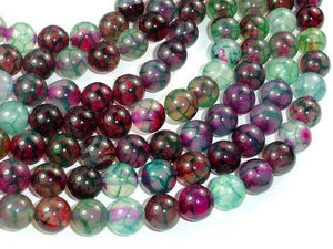 Dragon Vein Agate Beads, Green & Fuchsia, 10mm Round-Agate: Round & Faceted-BeadXpert