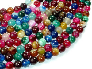 Banded Agate Beads, Striped Agate, Multi Colored, 8mm Round Beads-Agate: Round & Faceted-BeadXpert