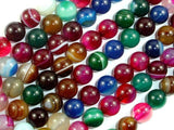 Banded Agate Beads, Striped Agate, Multi Colored, 8mm Round Beads-Agate: Round & Faceted-BeadXpert
