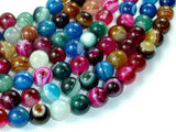 Banded Agate Beads, Striped Agate, Multi Colored, 10mm Round Beads-Agate: Round & Faceted-BeadXpert