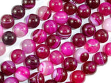 Banded Agate Beads, Striped Agate, Fuchsia, 10mm Round Beads-Agate: Round & Faceted-BeadXpert