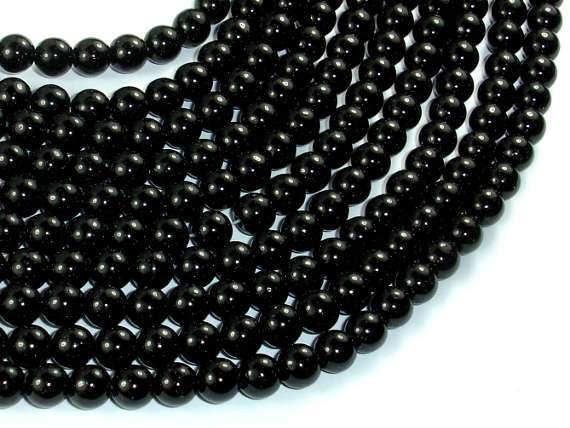 Black Stone, 6mm (6.3mm) Round Beads-Gems: Round & Faceted-BeadXpert