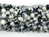 Rain Flower Stone Beads, Black, White, 6mm Round Beads-Gems: Round & Faceted-BeadXpert