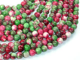 Rain Flower Stone, Red, Green, 6mm Round Beads-Gems: Round & Faceted-BeadXpert