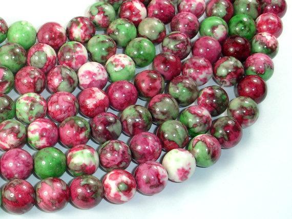 Rain Flower Stone, Red, Green, 10mm Round Beads-Gems: Round & Faceted-BeadXpert