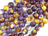 Rain Flower Stone, Purple, Yellow, 10mm Round Beads-Gems: Round & Faceted-BeadXpert