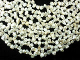 Fresh Water Pearl Beads, White with AB, Top drilled, Keshi-Pearls & Glass-BeadXpert