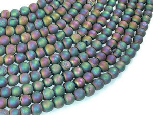 Druzy Agate Beads, Matte, Peacock Geode Beads, 6mm Round Beads-Agate: Round & Faceted-BeadXpert
