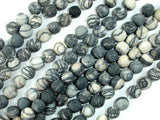 Matte Black Line/ Spider Web Jasper, Silk Stone, 6mm-Gems: Round & Faceted-BeadXpert