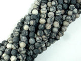 Matte Black Line/ Spider Web Jasper, Silk Stone, 6mm-Gems: Round & Faceted-BeadXpert