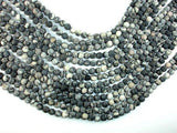 Matte Black Line/ Spider Web Jasper, Silk Stone, 6mm-Gems: Round & Faceted-BeadXpert