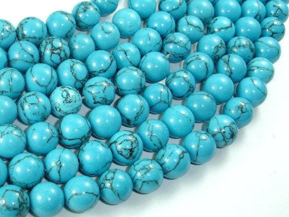 Howlite Turquoise Beads, 10mm Round Beads-Gems: Round & Faceted-BeadXpert
