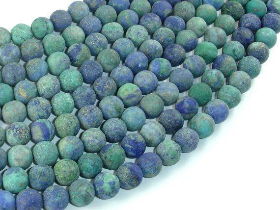 Matte Azurite Malachite Beads, 8mm Round Beads-Gems: Round & Faceted-BeadXpert