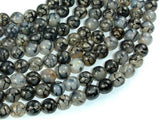 Dragon Vein Agate Beads, Black & White, 8mm Round Beads-Agate: Round & Faceted-BeadXpert