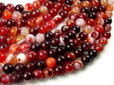 Banded Agate Beads, Red & White, 8mm Round-Agate: Round & Faceted-BeadXpert