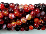 Banded Agate Beads, Red & White, 8mm Round-Agate: Round & Faceted-BeadXpert