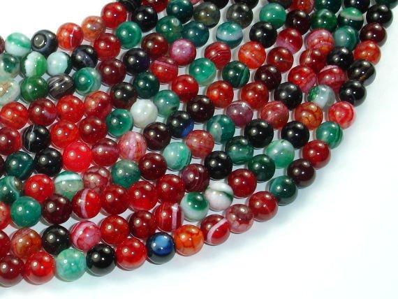 Banded Agate Beads, Multi Colored, 6mm-Agate: Round & Faceted-BeadXpert