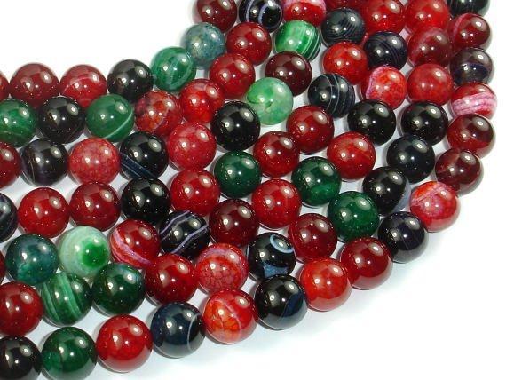 Banded Agate Beads, Multi Colored, 10mm-Agate: Round & Faceted-BeadXpert