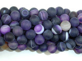 Matte Banded Agate Beads, Purple, 8mm Round Beads-Agate: Round & Faceted-BeadXpert