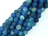 Matte Banded Agate Beads, Blue, 8mm Round Beads-Agate: Round & Faceted-BeadXpert