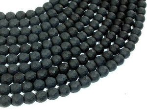 Matte Black Onyx Beads, 6mm Faceted Round-Gems: Round & Faceted-BeadXpert