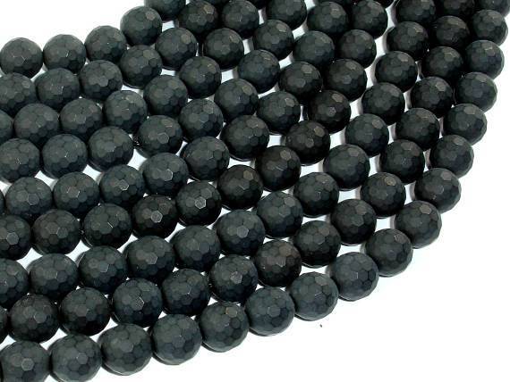 Matte Black Onyx Beads, 8mm Faceted Round-Gems: Round & Faceted-BeadXpert