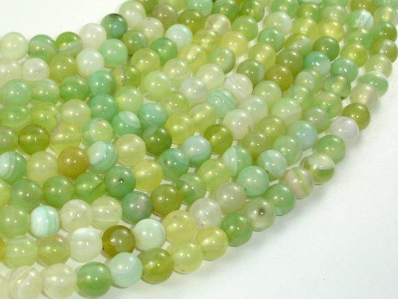 Banded Agate Beads, Light Green, 6mm-Agate: Round & Faceted-BeadXpert