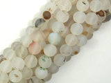 Frosted Matte Agate-White, Gray, 8mm Round Beads-Agate: Round & Faceted-BeadXpert