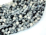 Rain Flower Stone Beads, Black, White, 6mm Round Beads-Gems: Round & Faceted-BeadXpert