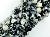 Rain Flower Stone, Round Beads, Black, White, 10mm-Gems: Round & Faceted-BeadXpert