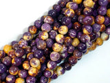 Rain Flower Stone, Purple, Yellow, 6mm Round Beads-Gems: Round & Faceted-BeadXpert