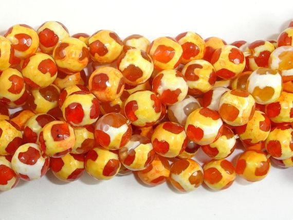 Tibetan Agate Beads, Orange, Faceted Round-Agate: Round & Faceted-BeadXpert