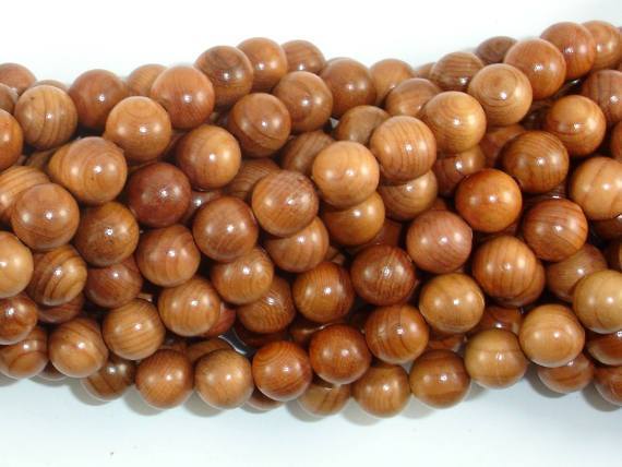 Taxus Chinensis Wood Beads, 8mm Round Beads-Wood-BeadXpert