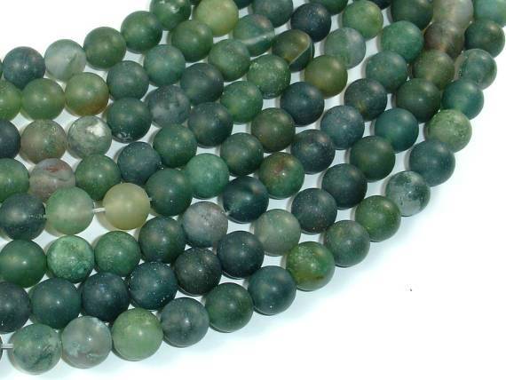 Matte Moss Agate Beads, 8mm Round Beads-Gems: Round & Faceted-BeadXpert